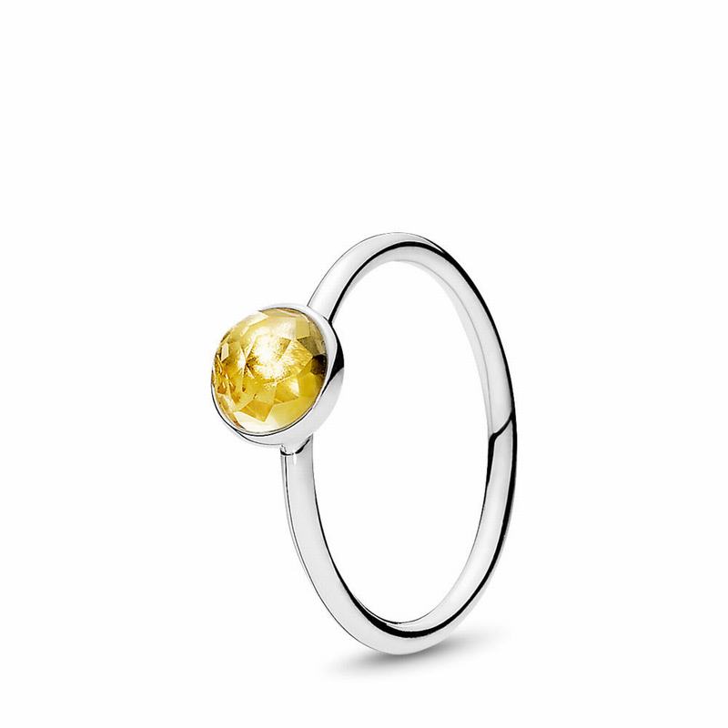 Pandora November Droplet Ring - Sterling Silver/Yellow/Citrine - Canada | MV5896FB